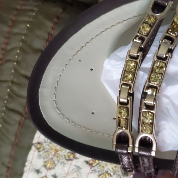 GEOX*Respira delicate rhinestone detail strappy wedge sandal size 40 side buckle - Picture 11 of 14